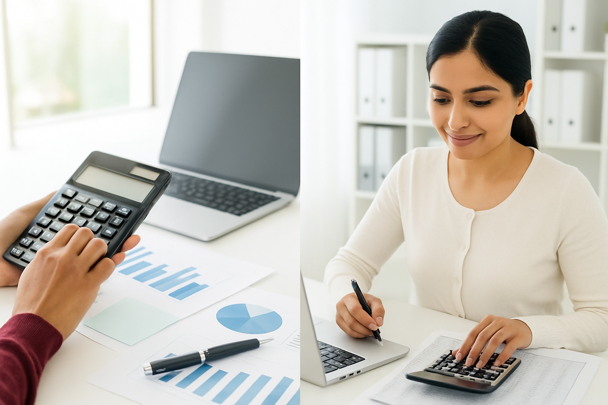 Lighter professional workspace with Indian accountant